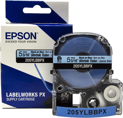 Epson 3/16" Black on Blue Shrink Tube - 205YLBBPX