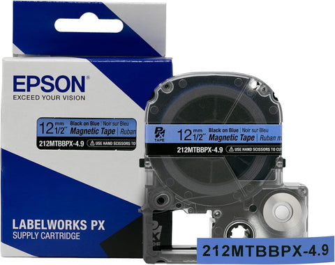 Epson 1/2" Black on Blue "Magnet" Tape - 212MTBBPX-4.9