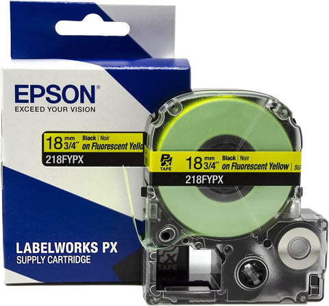 Epson 3/4" Black on Fluorescent Yellow Tape - 218FYPX