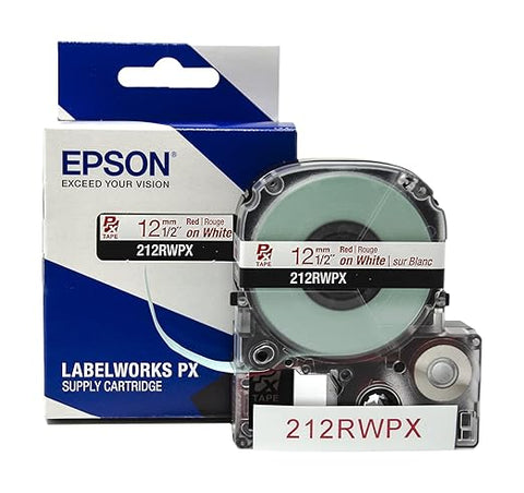Epson 1/2" Red on White Tape - 212RWPX