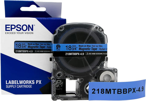 Epson 3/4" Black on Blue "Magnet" Tape - 218MTBBPX