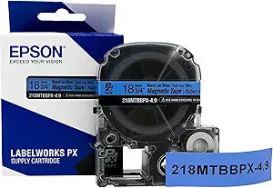 Epson 3/4" Black on Blue "Magnet" Tape - 218MTBBPX