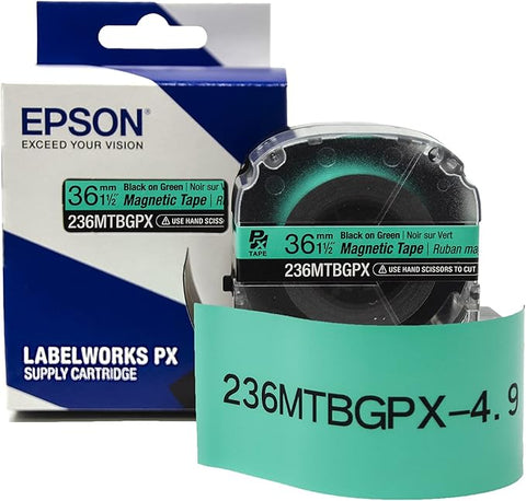 Epson 1" Black on Green "Magnet" Tape - 224MTBGPX