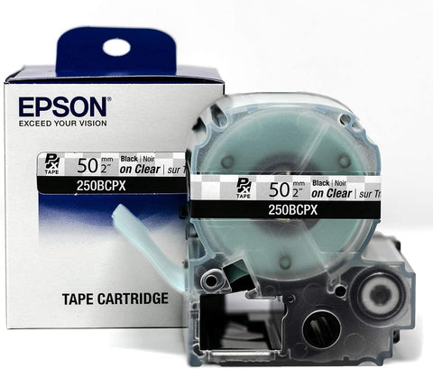 Epson 2" Black on Clear Tape - 250BCPX