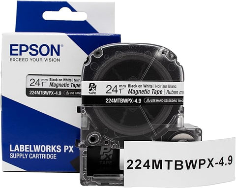 Epson 1" Black on White "Magnet" Tape - 224MTBWPX