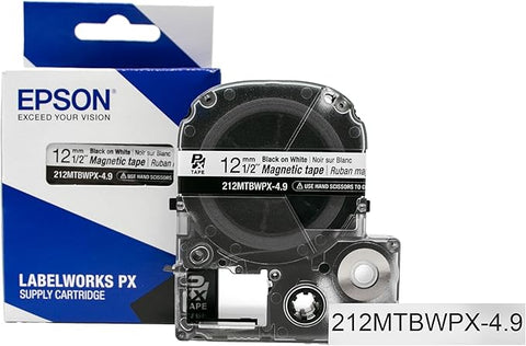 Epson 1/2" Black on White "Magnet" Tape - 212MTBWPX