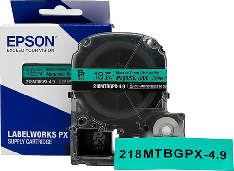 Epson 3/4" Black on Green "Magnet" Tape - 218MTBGPX-4.9