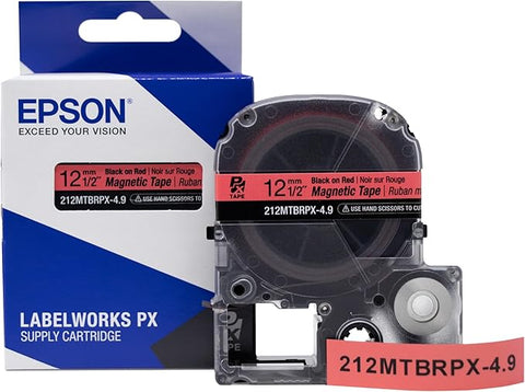 Epson 1/2" Black on Red "Magnet" Tape - 212MTBRPX