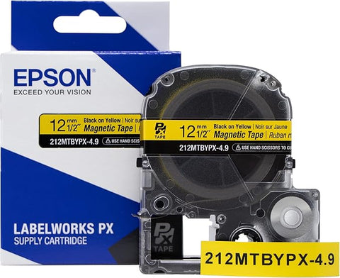Epson 1/2" Black on Yellow "Magnet" Tape - 212MTBYPX