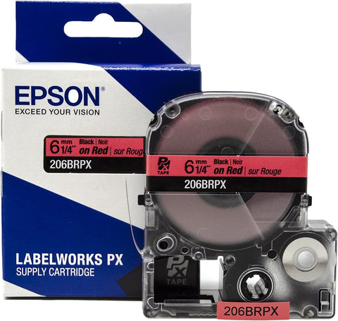 Epson 1/4" Black on Red Tape - 206BRPX