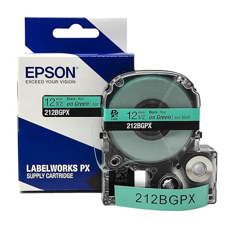 Epson 1/2" Black on Green Tape - 212BGPX