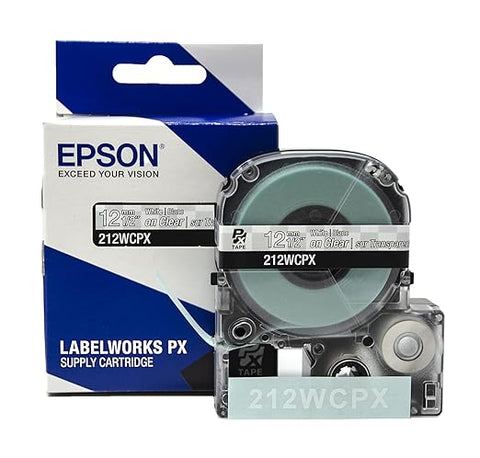 Epson 1/2" White on Clear Tape - 212WCPX