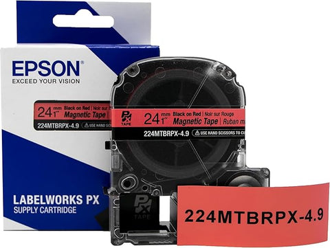 Epson 1" Black on Red "Magnet" Tape - 224MTBRPX