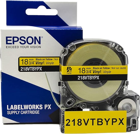 Epson 3/4" Black on Yellow Vinyl Tape - 218VTBYPX