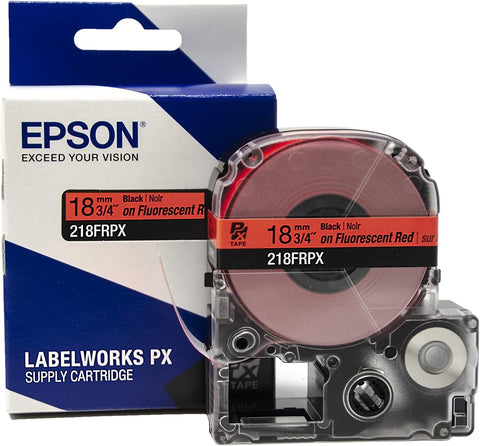 Epson 3/4" Black on Fluorescent Red Tape - 218FRPX