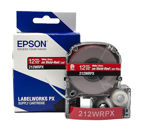 Epson 1/2" White on Red Tape - 212WRPX