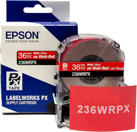 Epson 1-1/2" White on Red Tape - 236WRPX