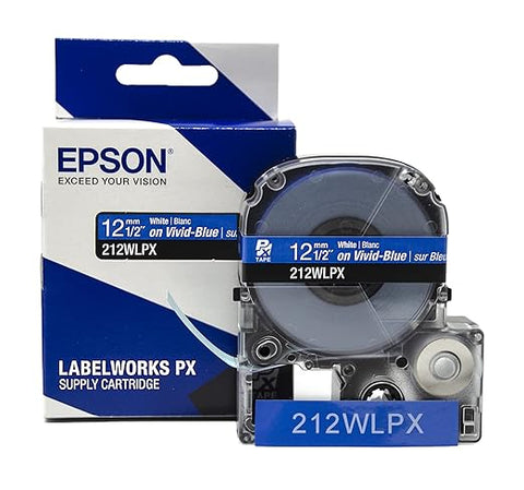 Epson 1/2" White on Blue Tape - 212WLPX