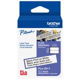 Brother 1.7 in x 0.82 in (45mm x 21mm) Black on White Non-Laminated Flag Labels, 72 Labels - FLe-2511