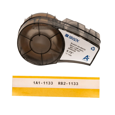 Brady - 0.75" Self-Laminating Vinyl Wrap Around Labels with Ribbon for M21 Printers