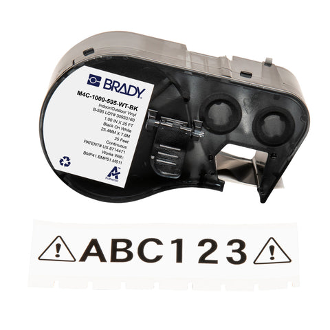 Brady - 1" All Weather Permanent Adhesive Vinyl Label Tape with Ribbon for M4 M5 Printers