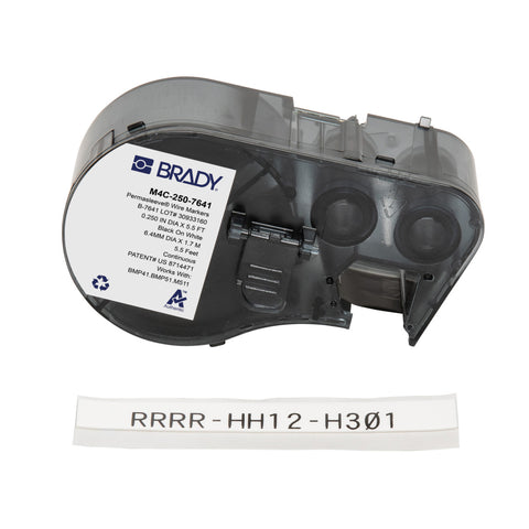 Brady - 0.25" PermaSleeve Low Smoke Zero Halogen Heat Shrink Labels with Ribbon for M4 M5 Printers