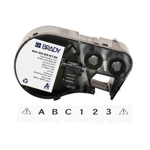 Brady - 0.5" All Weather Permanent Adhesive Vinyl Label Tape with Ribbon for M4 M5 Printers