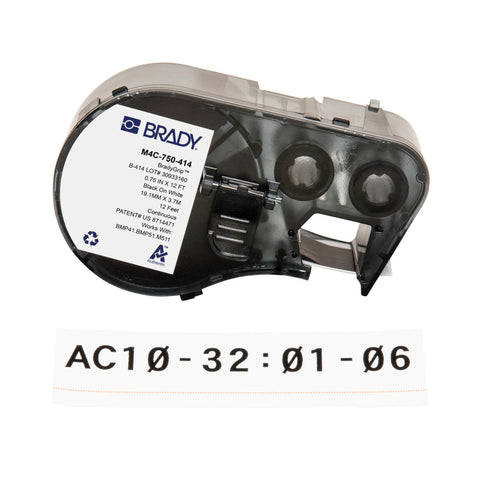 Brady -0.75" BradyGrip Print-on-Hook Labels with Ribbon featuring VELCRO Brand Hook for M4 M5 Printers