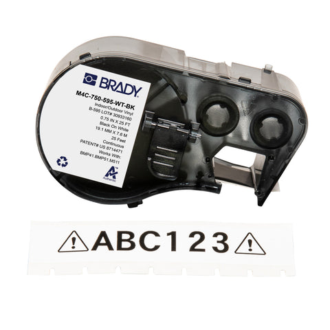 Brady - 0.75" All Weather Permanent Adhesive Vinyl Label Tape with Ribbon for M4 M5 Printers