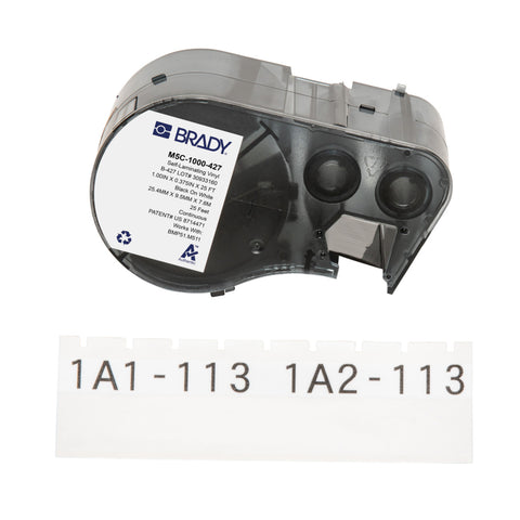 Brady - 1" Self-Laminating Vinyl Wrap Around Labels with Ribbon for M5 Printers