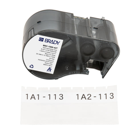 Brady - 1.5" Self-Laminating Vinyl Wrap Around Labels with Ribbon for M5 Printers