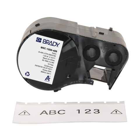 Brady - 1.5" Aggressive Adhesive Multi-Purpose Nylon Labels with Ribbon for M5 Printers