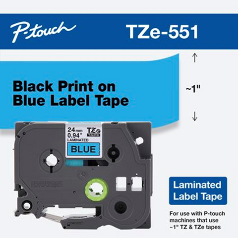 Brother 1" Black on Blue Tape - TZe551