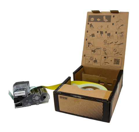 Epson LW-Z Series Bulk Roll - Standard Continuous 1.5" (36mm) x 147.6 ft Black on Yellow  - B236BYPX