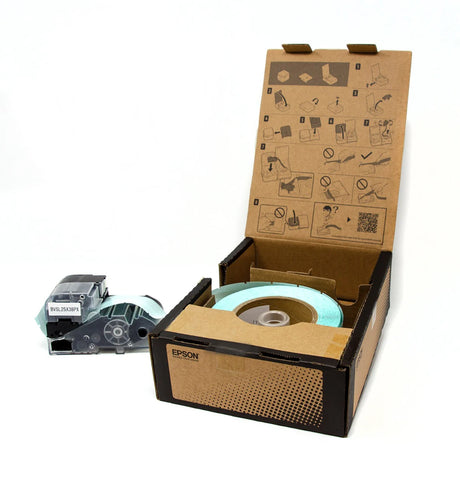 Epson LW-Z Series Bulk Roll - Self-Lamination Wire Wrap - Die Cut (25mm x 38mm) 1500 Labels/Roll - Black on White - BVSL25X38PX