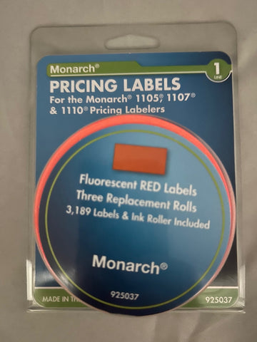Monarch 1105, 1107 & 1110 Fluorescent Red Labels (3 rolls) - 925037