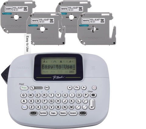 Brother PT-M95 P-Touch Label Maker Bundle (4 Label Tapes Included)