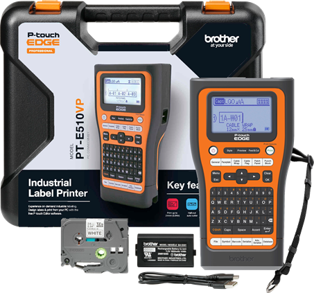 Brother PT-E510VP P-Touch Edge Handheld Industrial Label Printer Kit