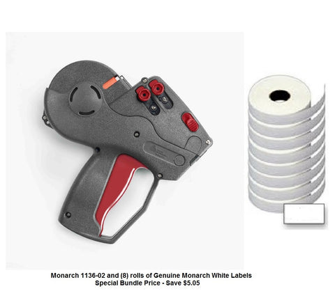 Monarch 1136-02 Label Gun - Date & Time Coding -  Includes (8) rolls of white labels