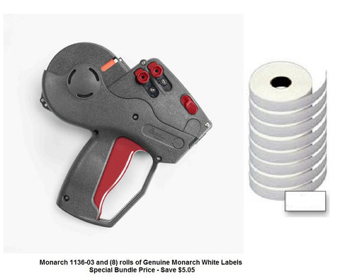 Monarch 1136-03 Label Gun "Alpha/Numeric" - Includes (8) rolls of white labels