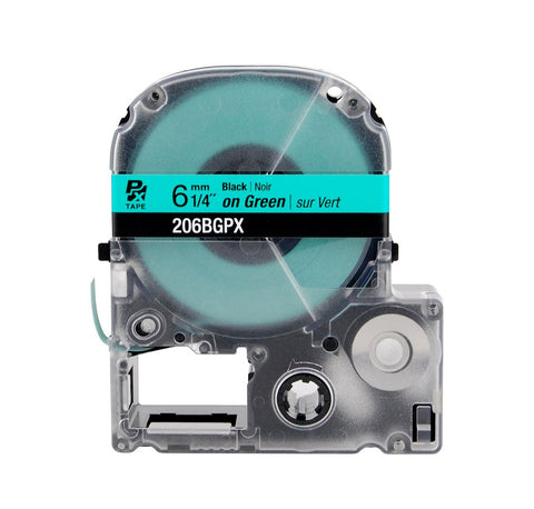 Epson/K-Sun 1/4" Black on Green Tape - 206BGPX