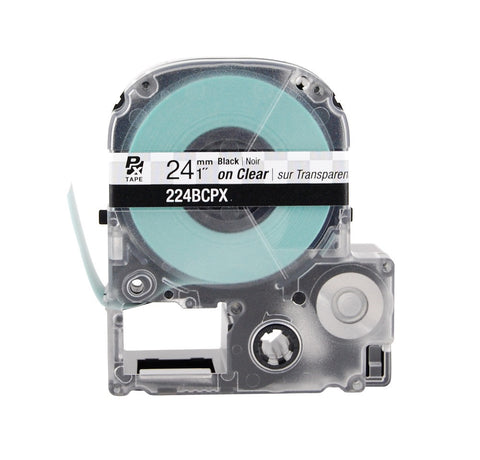 Epson 1" Black on Clear Tape - 224BCPX