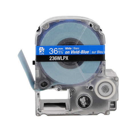 Epson 1-1/2" White on Blue Tape - 236WLPX