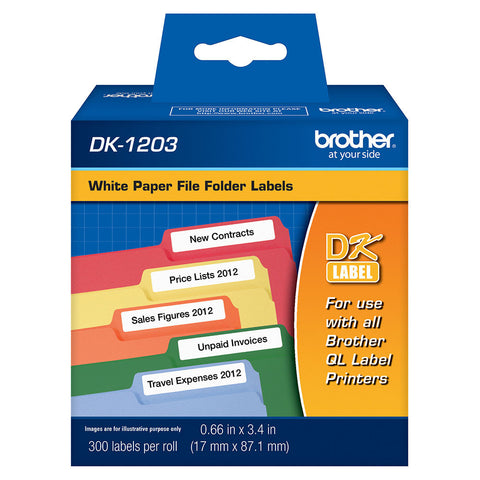 Brother White File Folder Paper Labels - DK1203