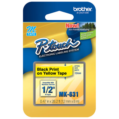 Brother 1/2" Black on Yellow Tape - MK631
