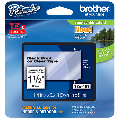 Brother 1.4" 36mm Black on Clear Tape - TZe161