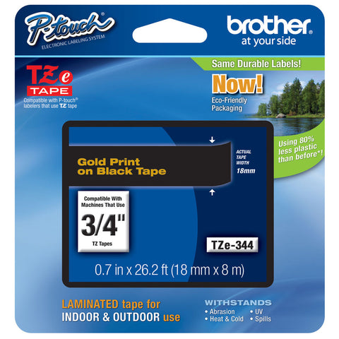 Brother 3/4" Gold on Black Tape - TZe344