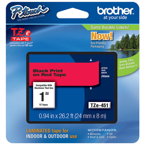 Brother 1" Black on Red Tape - TZe451