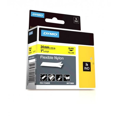 Dymo RhinoPro 1" Black on Yellow Flexible Nylon Tape - 1734525