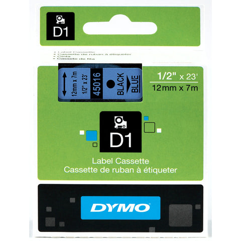 Dymo 1/2" Black on Blue D1 Tape - 45016